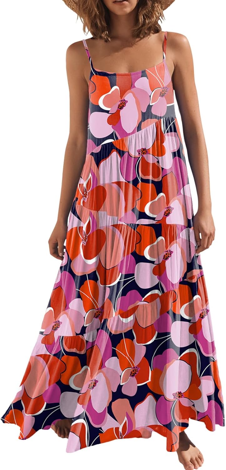 Women Summer Casual Loose Sleeveless Sundress for Beach