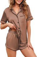 Ekouaer Womens Silk Satin Pajama Set Short Sleeve - Plus Size S-5X