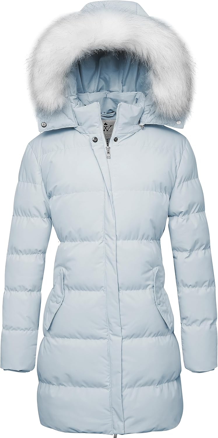 WenVen Women's Winter Thicken Puffer Coat with Faux Fur Hood