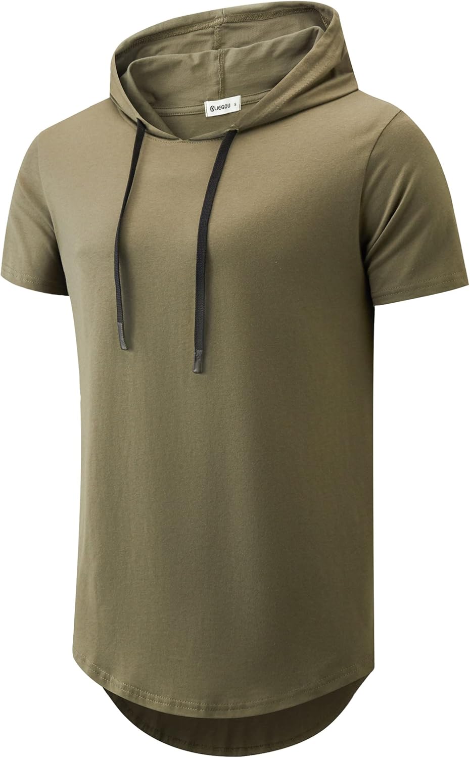 KLIEGOU Mens Longline Hoodie Tee - 100% Cotton Comfort