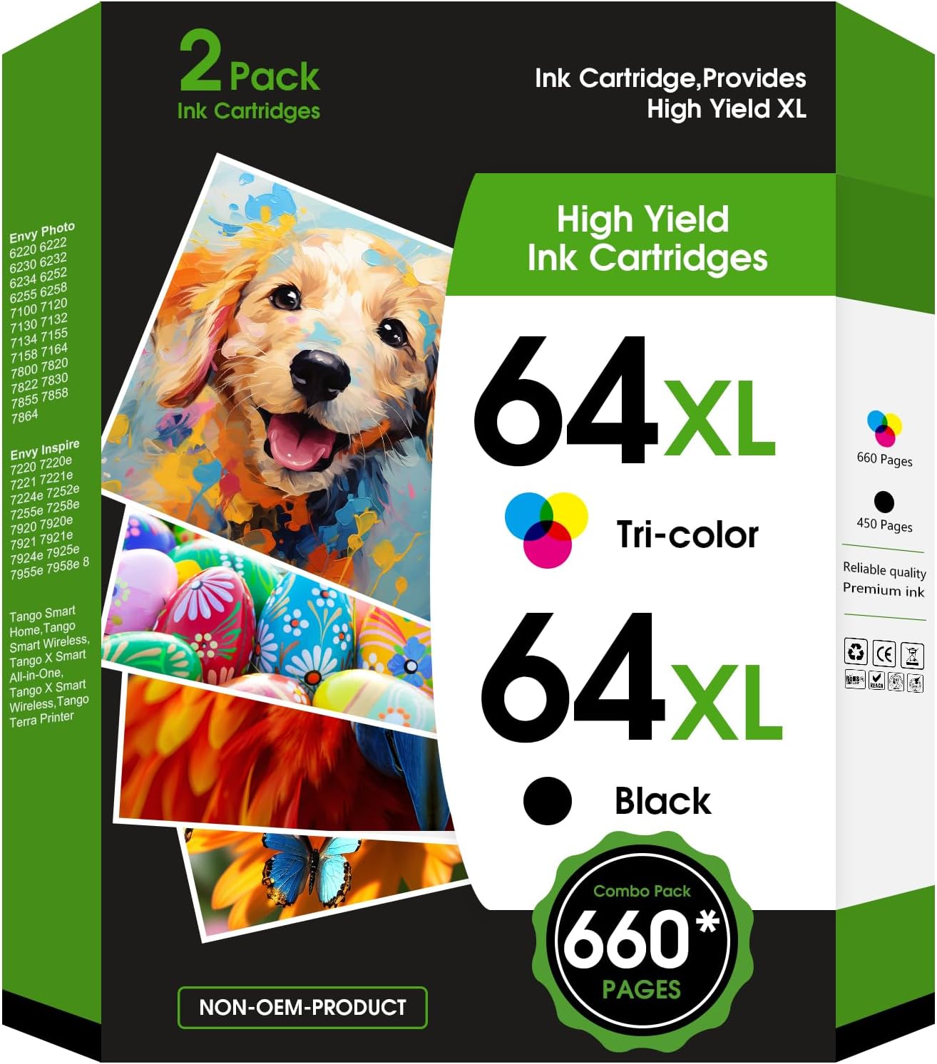High Yield 64XL Ink Cartridge Combo for HP Printers