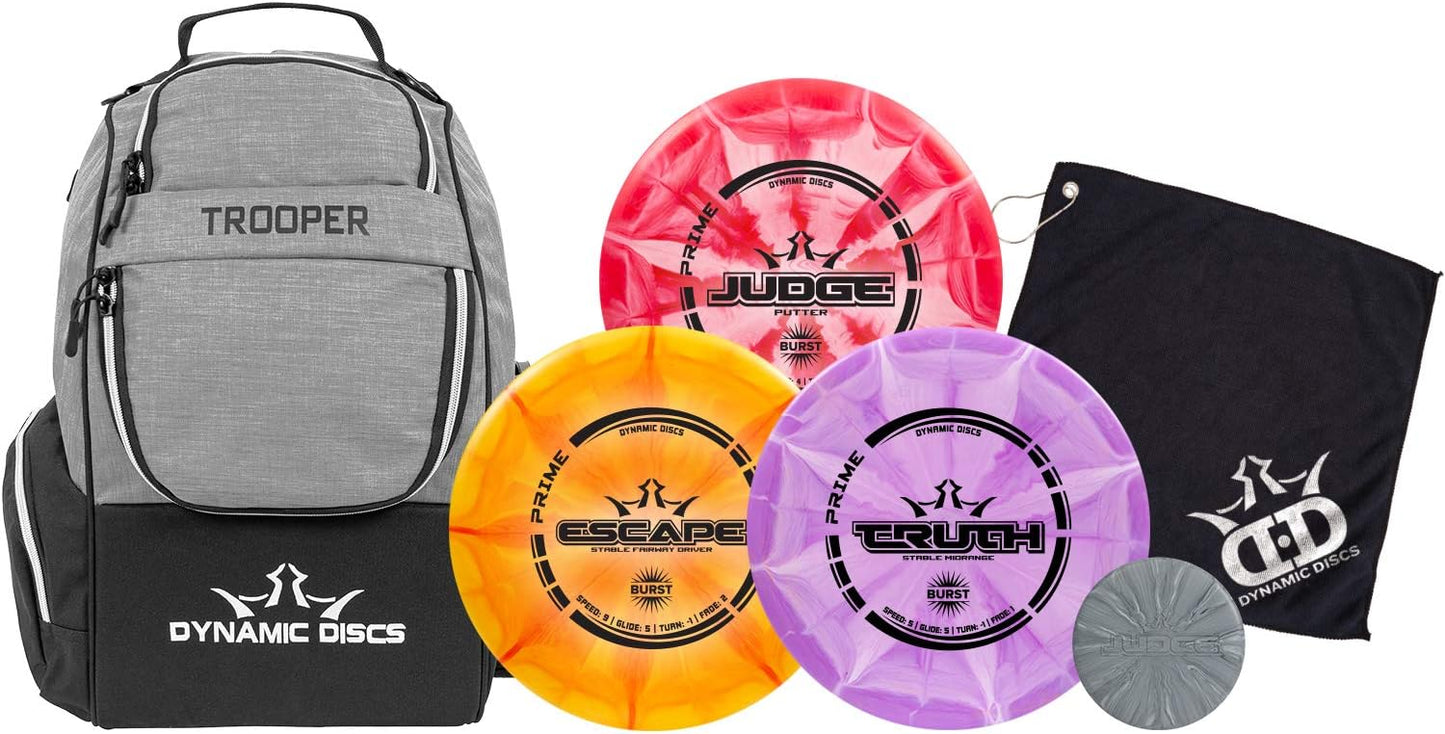 Dynamic Discs Trooper Starter Set | Prime Burst Disc Golf Bag & 3 Discs