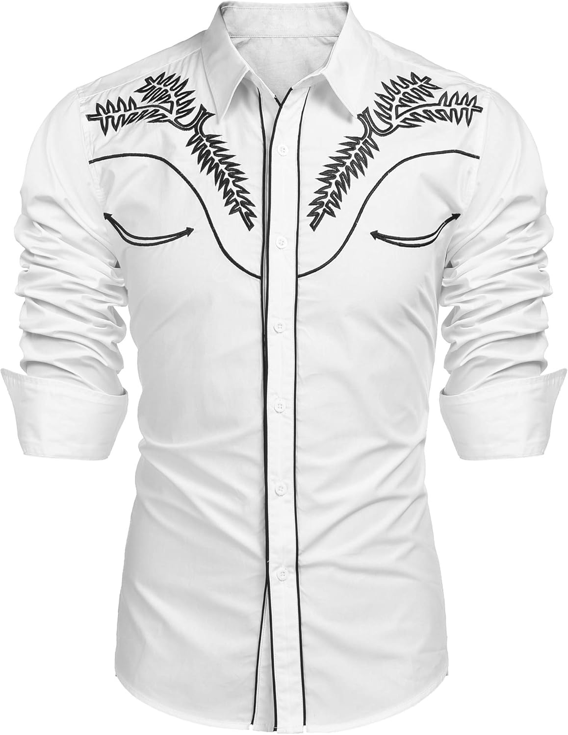COOFANDY Men's Western Shirts Long Sleeve Cowboy Casual Style