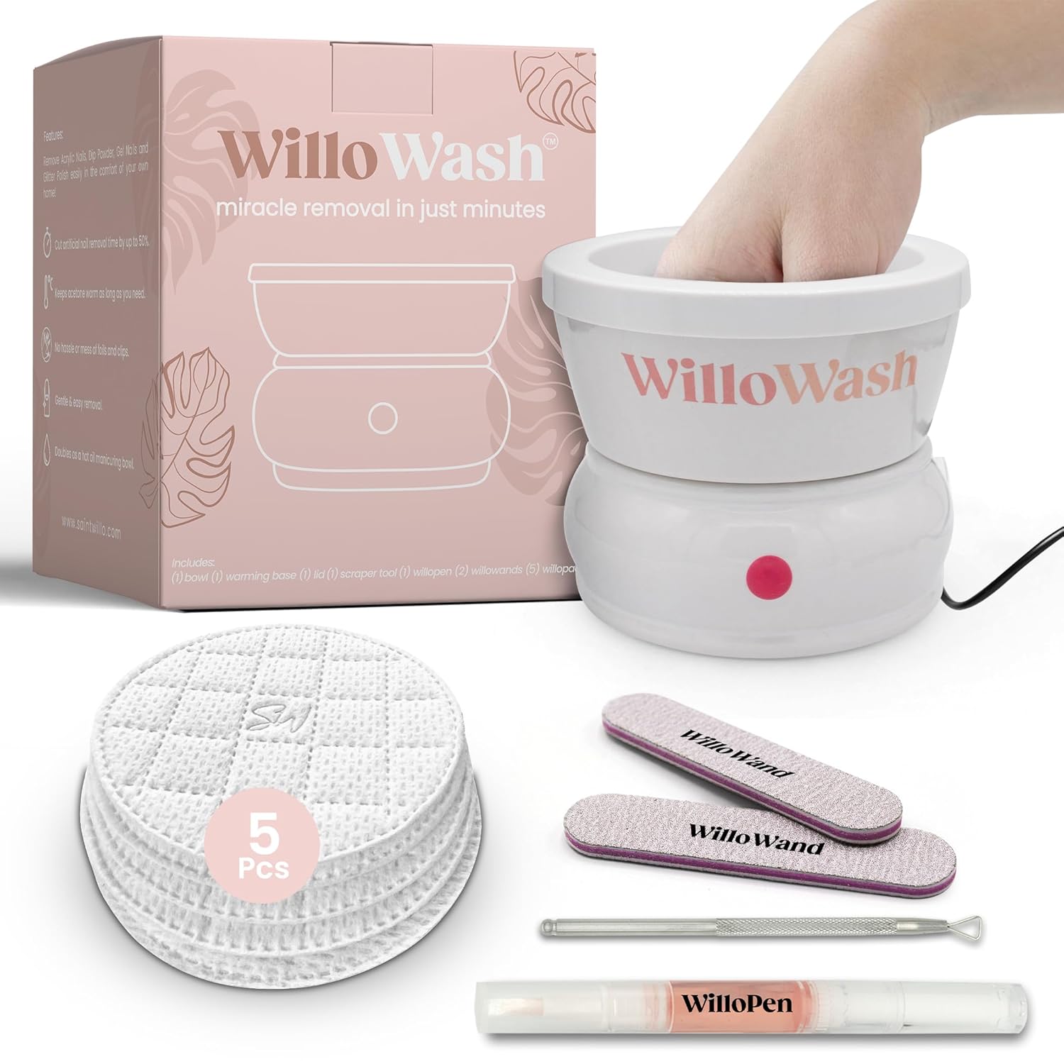 Willowash Electric Nail Soaking Bowl for Quick Acrylic Removal