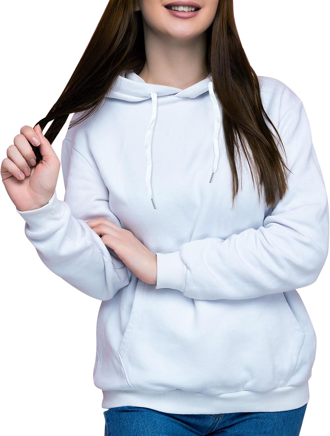 Sublimation-Ready White Oversized Hoodie for Women