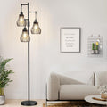 Dimmable Floor Lamp with 3 LED Edison Bulbs - Adjustable 70in
