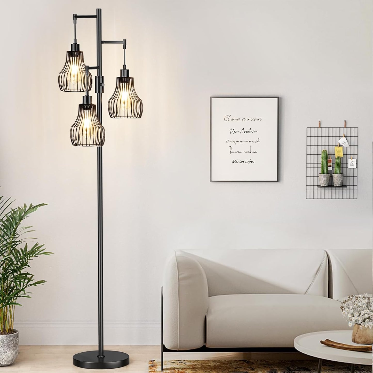 Dimmable Floor Lamp with 3 LED Bulbs for Home Decor