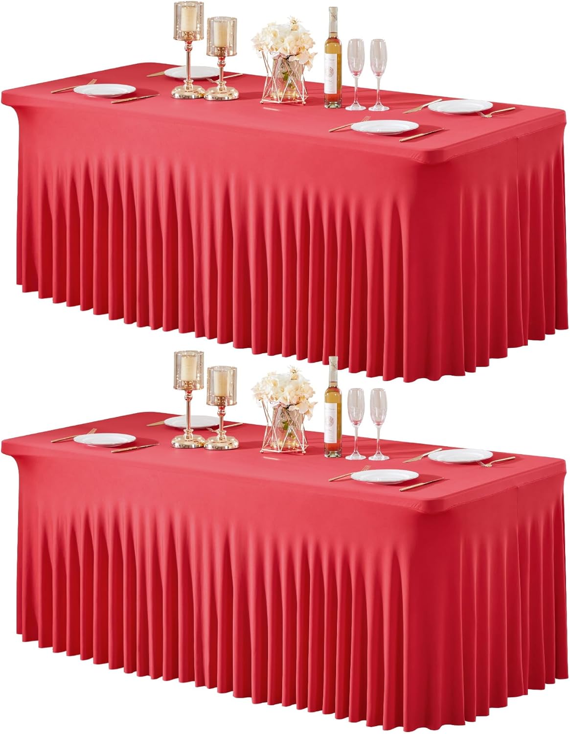 2 Packs Red Table Covers for 6 Foot Rectangle Tables Events