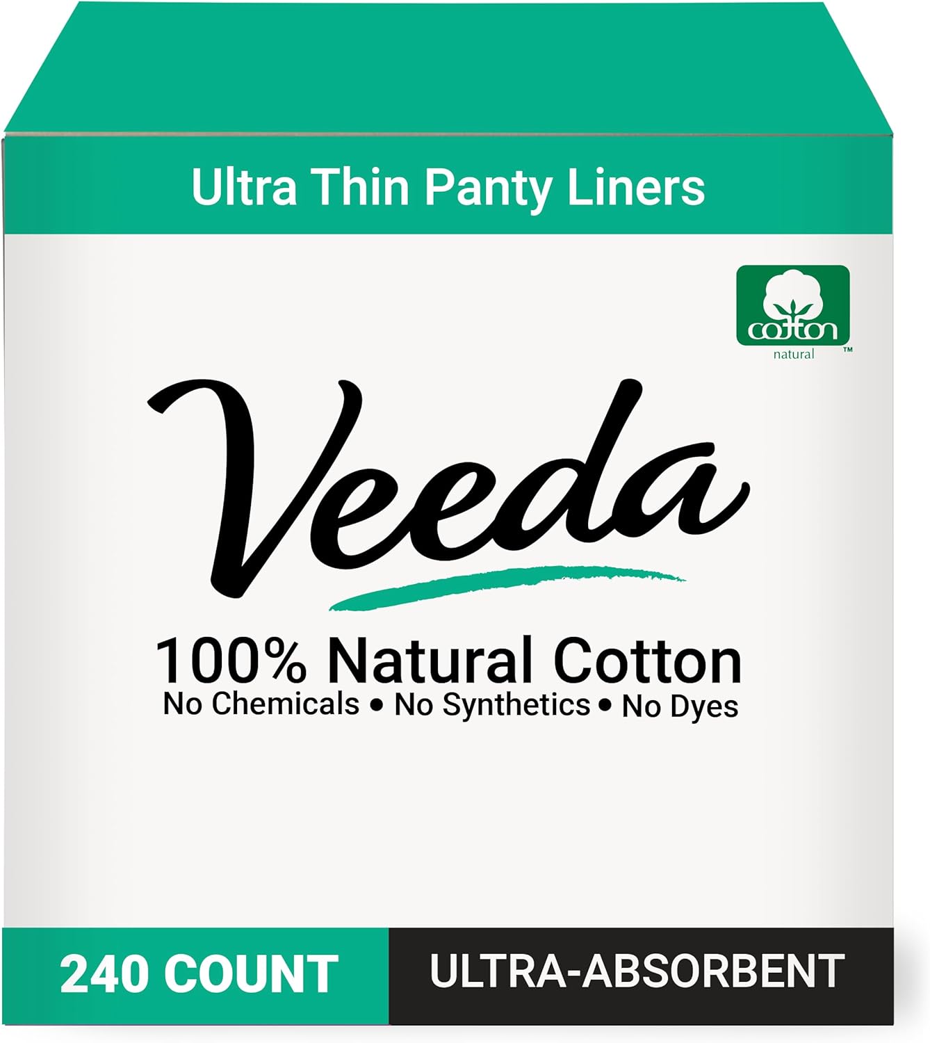Veeda Natural Cotton Ultra Thin Panty Liners for Women - 240 Count