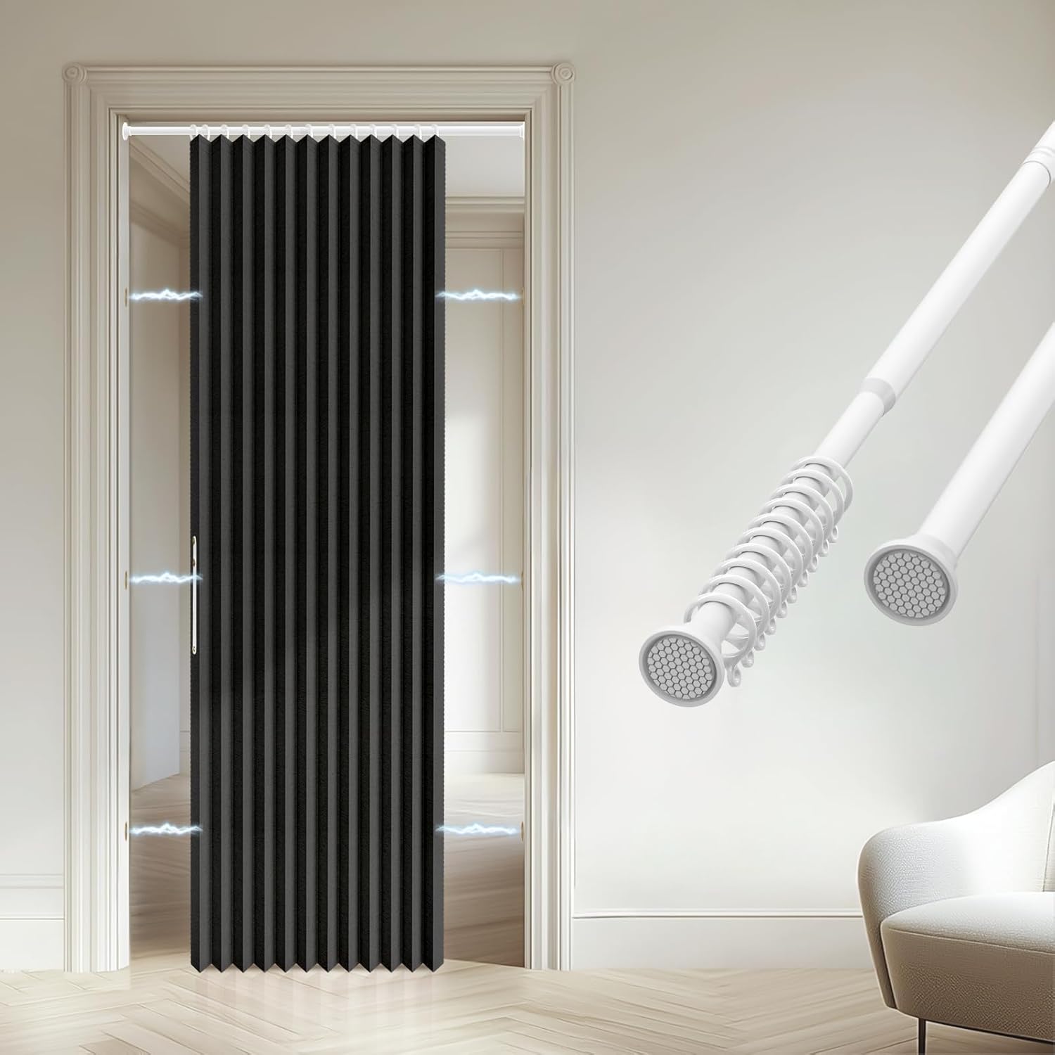Accordion Door Curtain - 100% Light-Blocking Privacy Solution