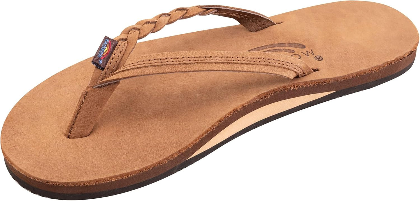 Rainbow Sandals Womens Flirty Braidy Premier Leather Flip Flops