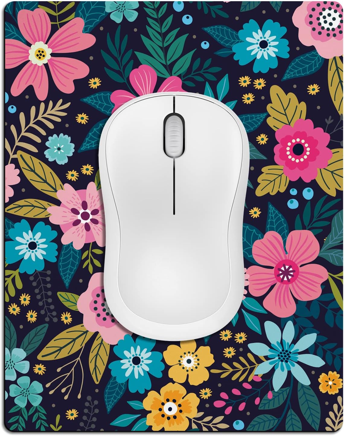 Cute Travel Mouse Pad - Waterproof Mini Mat - Colored Floral Design