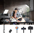 Ultra Bright Ring Light with Overhead Phone Camera Mount - Desk Key