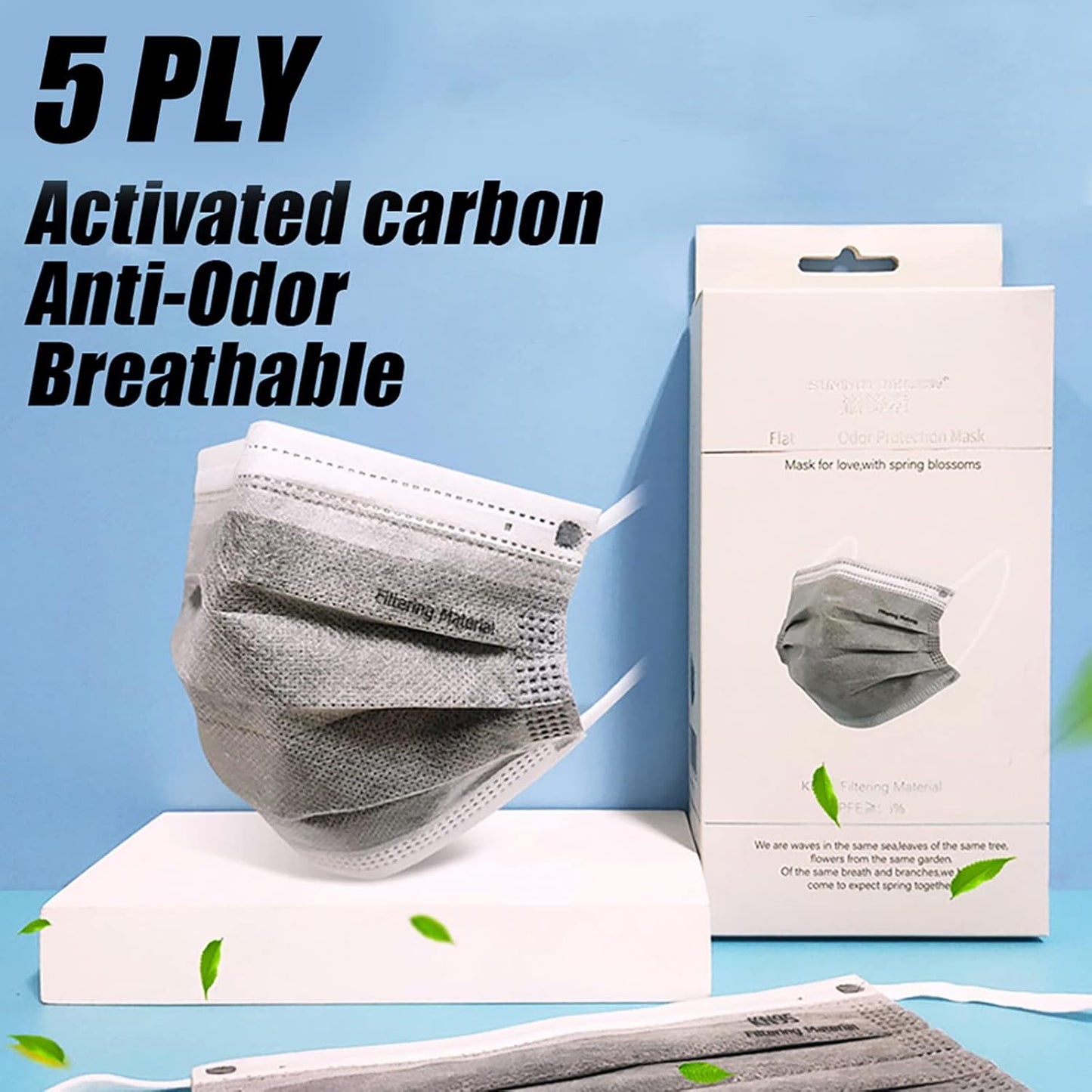 5-Ply Disposable Face Masks WOWNOVA for Adults Daily Use