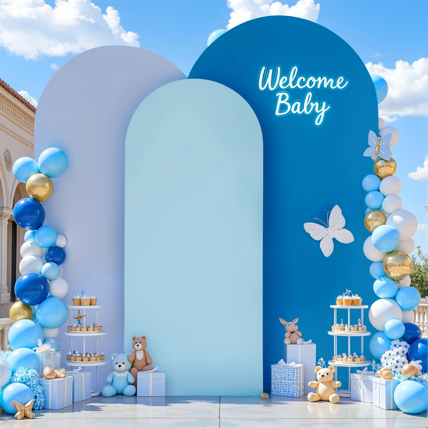 Gradient Blue Arch Backdrop Cover Set for Stunning Events