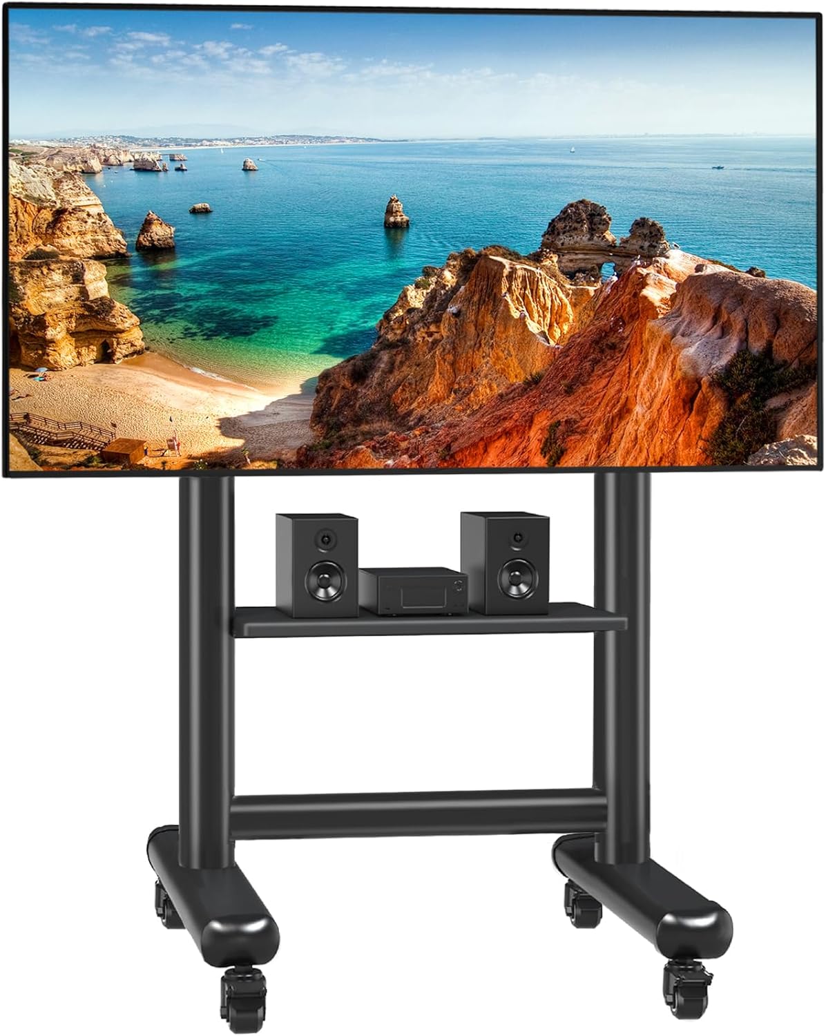 TVON Heavy Duty Rolling TV Stand - Up to 150 Lbs!