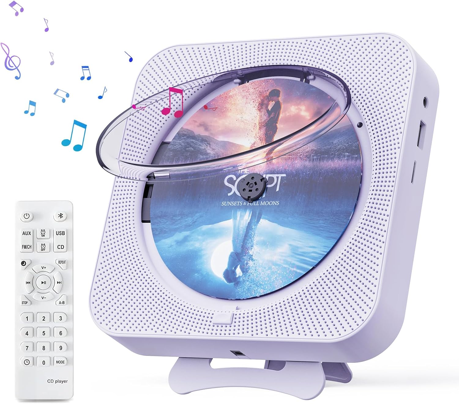 Portable CD Player with Bluetooth and Remote Control for Home