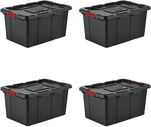 Sterilite 27 Gallon Industrial Tote 4-Pack with Red Latches