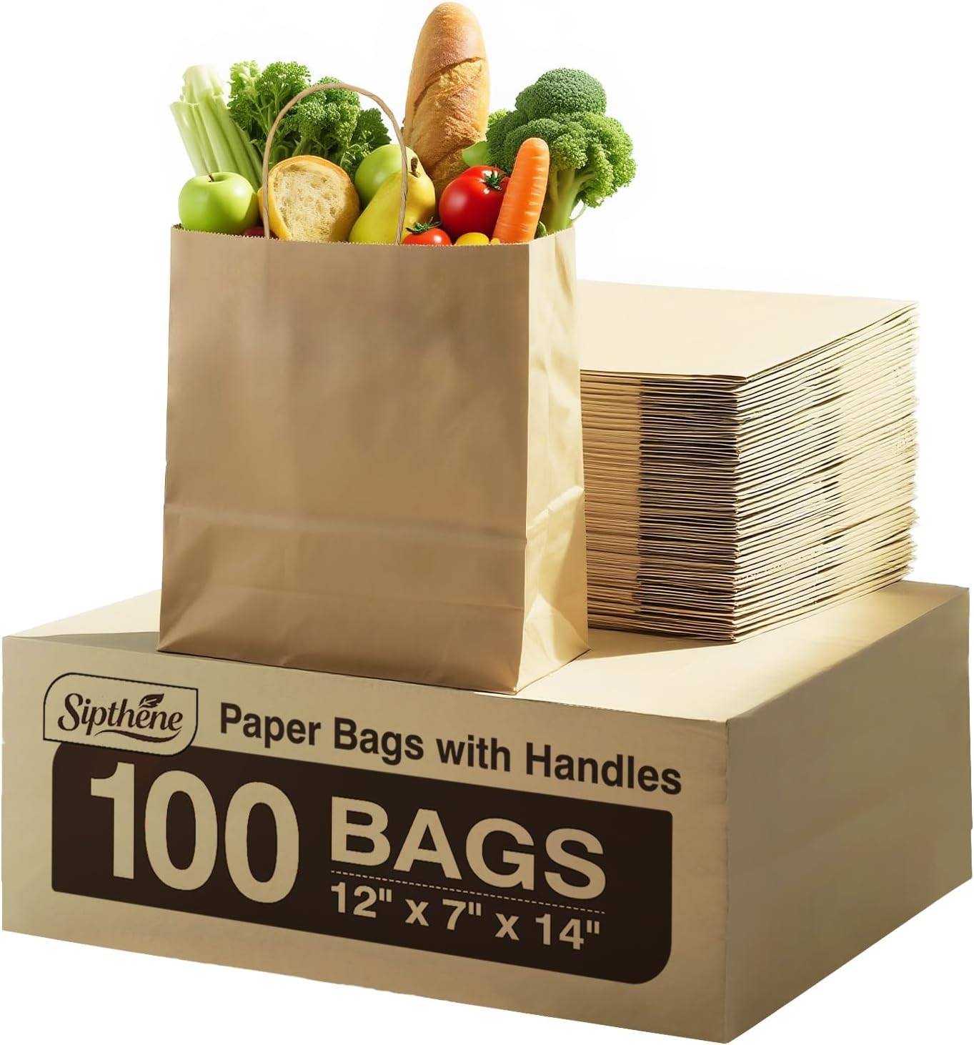 Durable Paper Grocery Bags with Handles for Heavy Duty Use