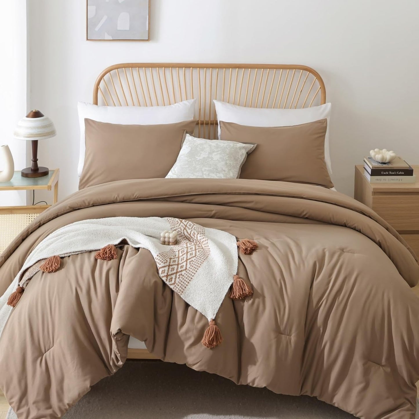 ROSGONIA Oversized Queen Comforter Set in Dark Khaki for Cozy Nights