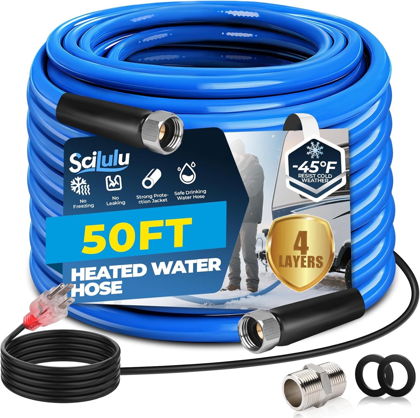 50FT Heated Water Hose for RV with Extreme Freeze Protection