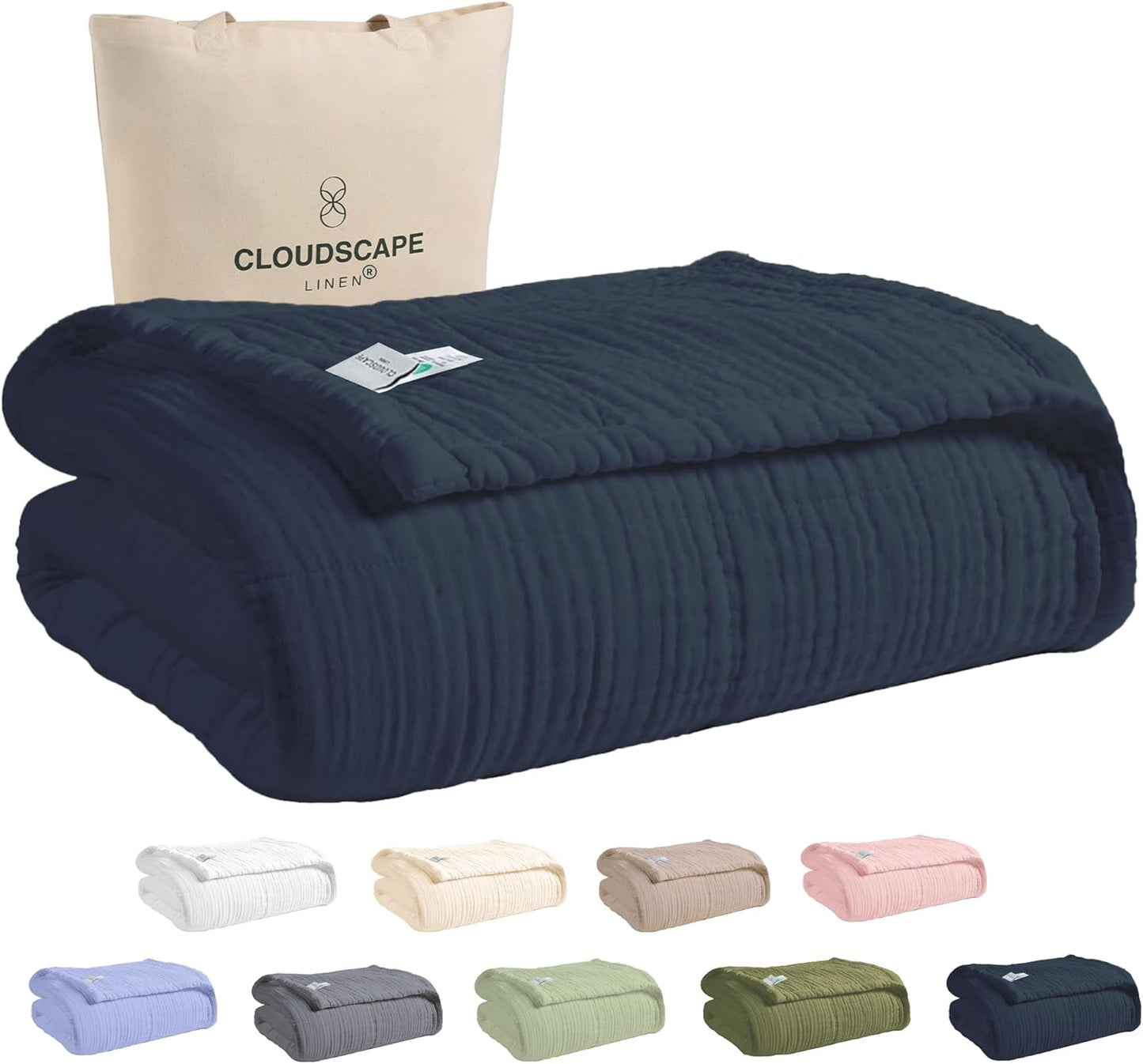Cloud Scape Linen 100% Cotton Muslin Blanket for All Seasons