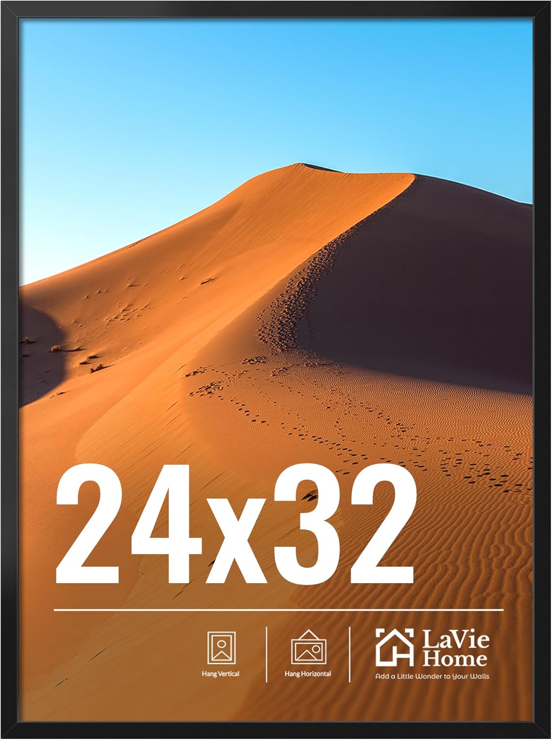 24x32 Picture Frame for Wall Display - Classic Black Design