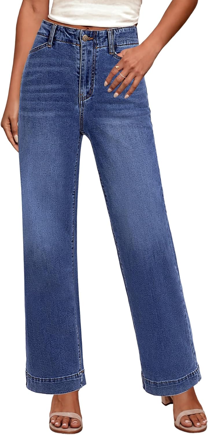 High Waisted Wide Leg Jeans for Women by GRAPENT - Trendy Fit