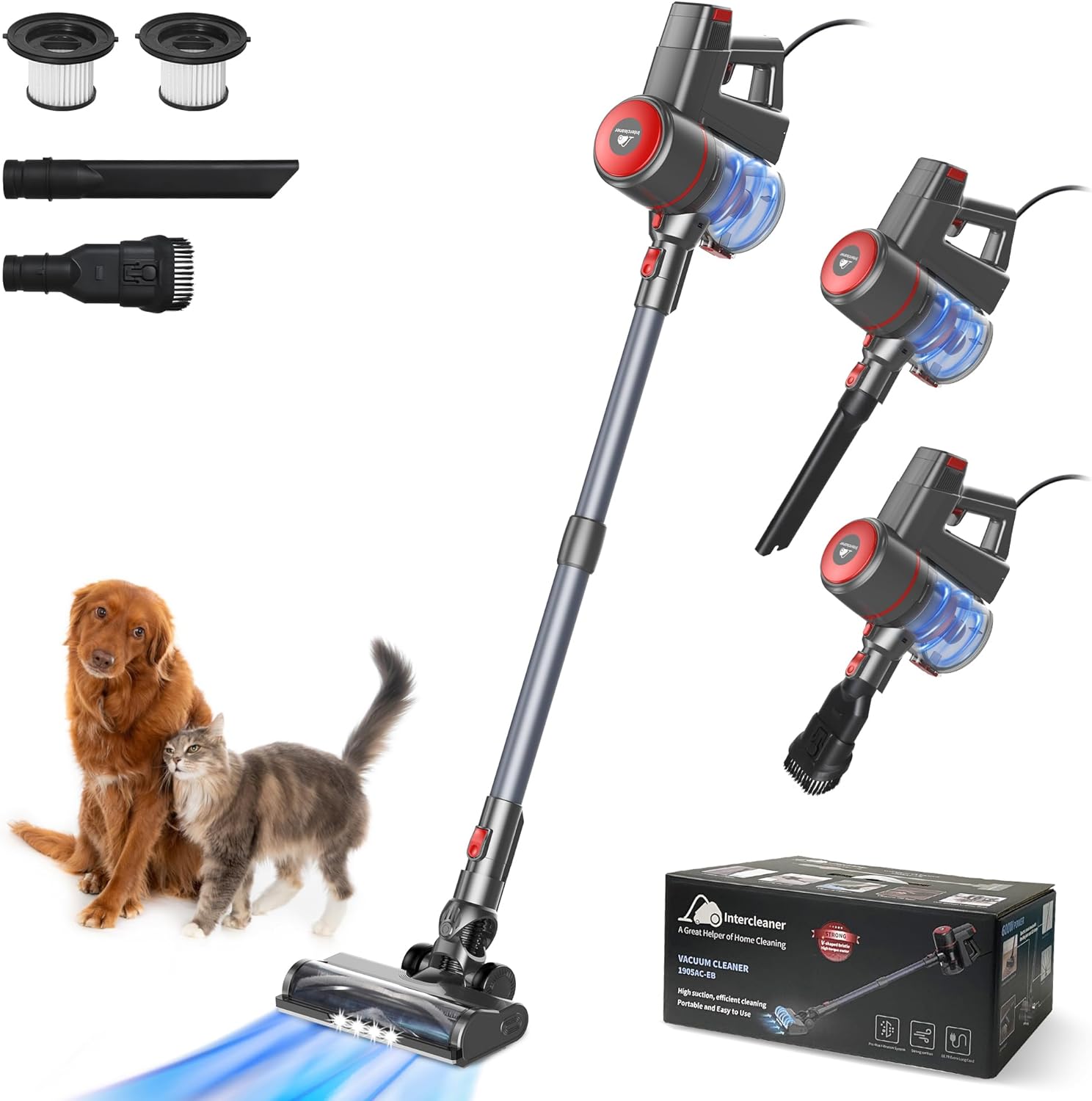 Intercleaner Corded Vacuum Cleaner with 20KPa Suction Power