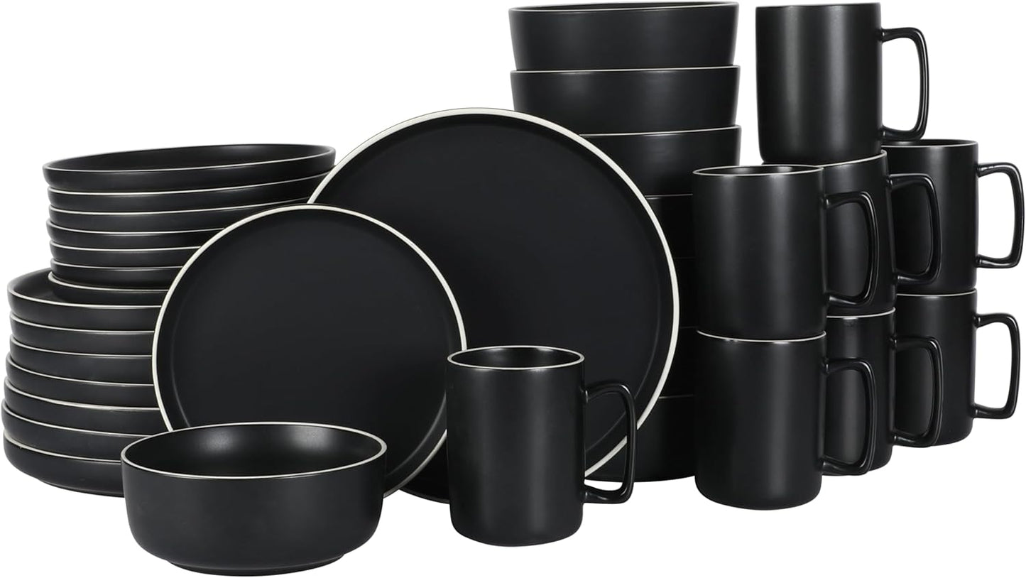 Gibson Home Zuma Nuevo 32 Piece Dinnerware Set for 8 - Black