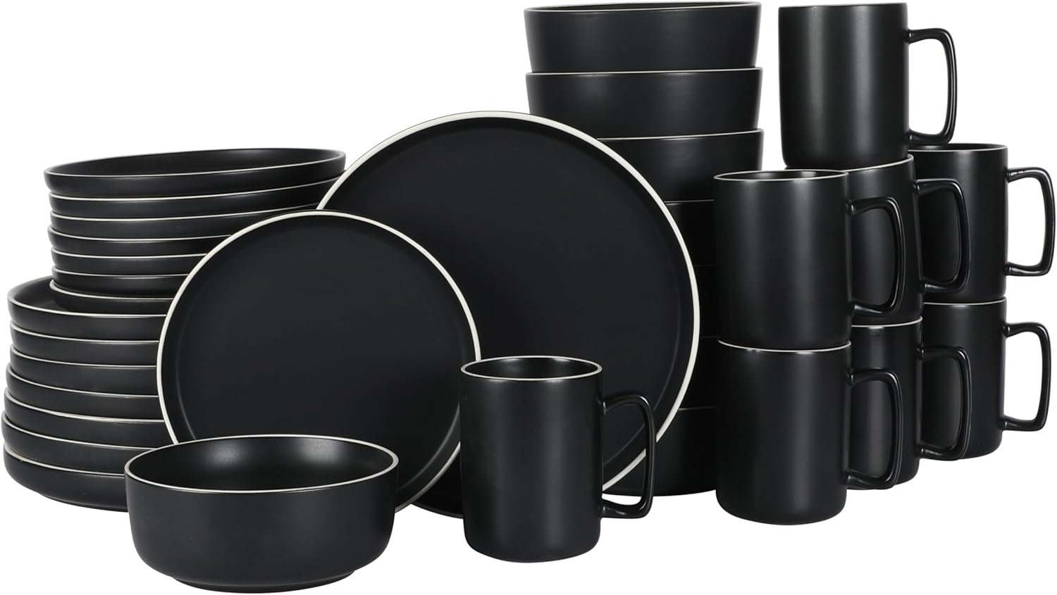 Gibson Home Zuma Nuevo 32 Piece Dinnerware Set for 8 - Black