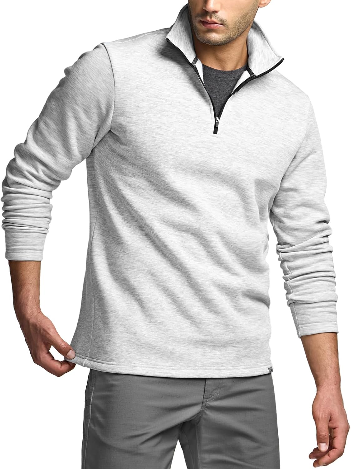 CQR Men's Thermal Fleece Quarter Zip Sweater for Outdoor Use