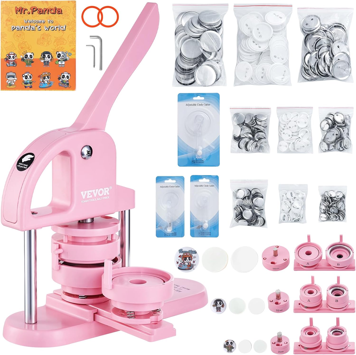 VEVOR 3-in-1 Button Maker for DIY Gifts and Fun Projects