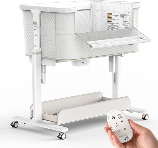 VaVaSoo Electric Rocking Bassinet: 3 Motion Settings, 5 Heights - Grey