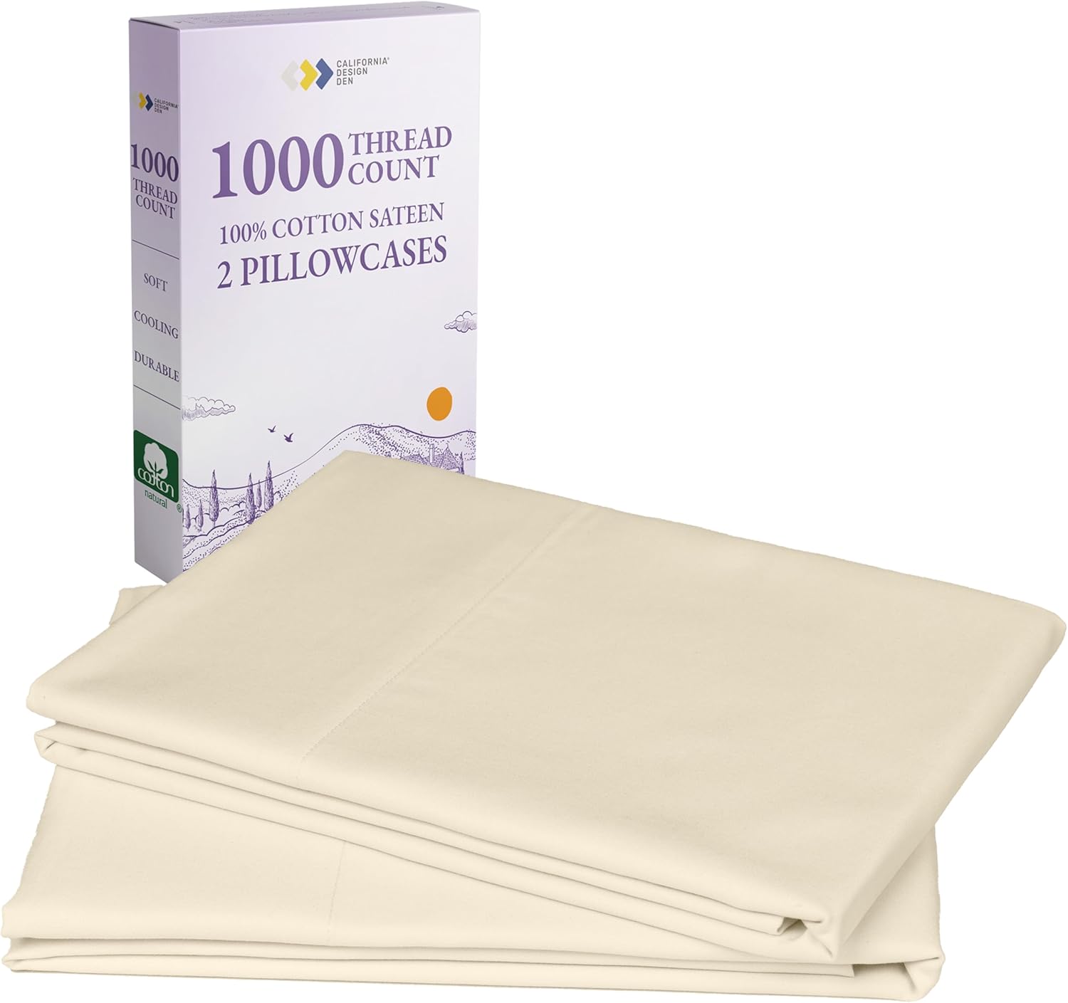 Luxury King Size Pillow Cases Set of 2 - 1000 Thread Count Cotton