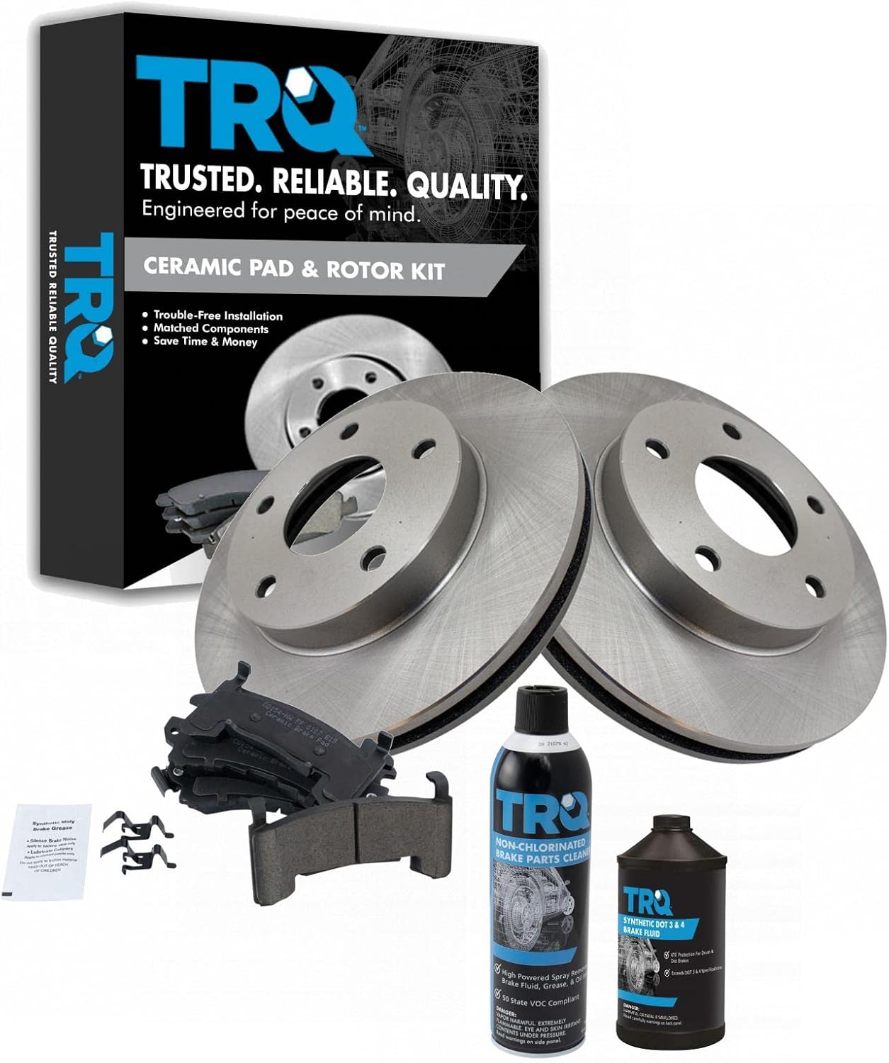 TRQ Rotor Brake Pad Ceramic Front or Rear Kit for Buick Chevy