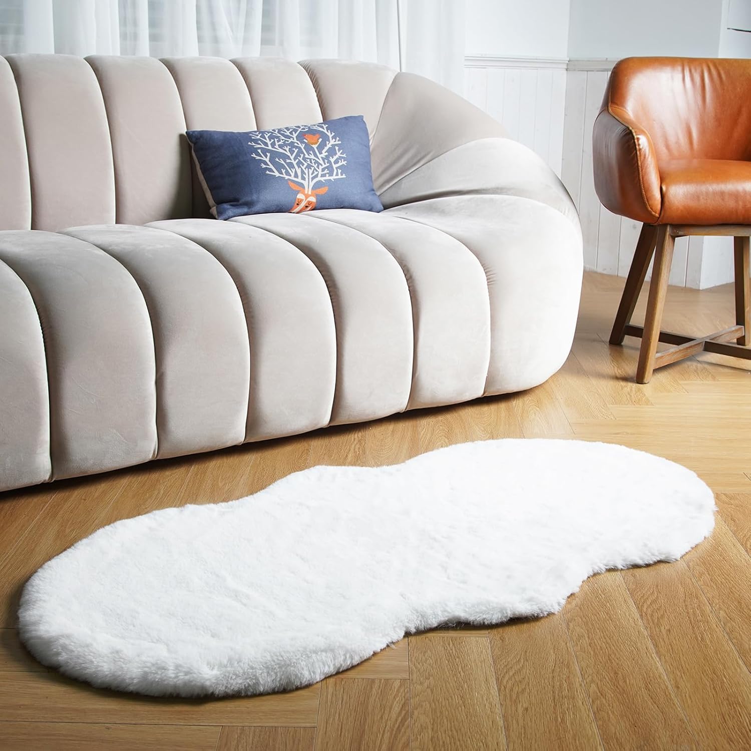 Latepis White Fluffy Rug for Chair Couch Cover Floor Nursery