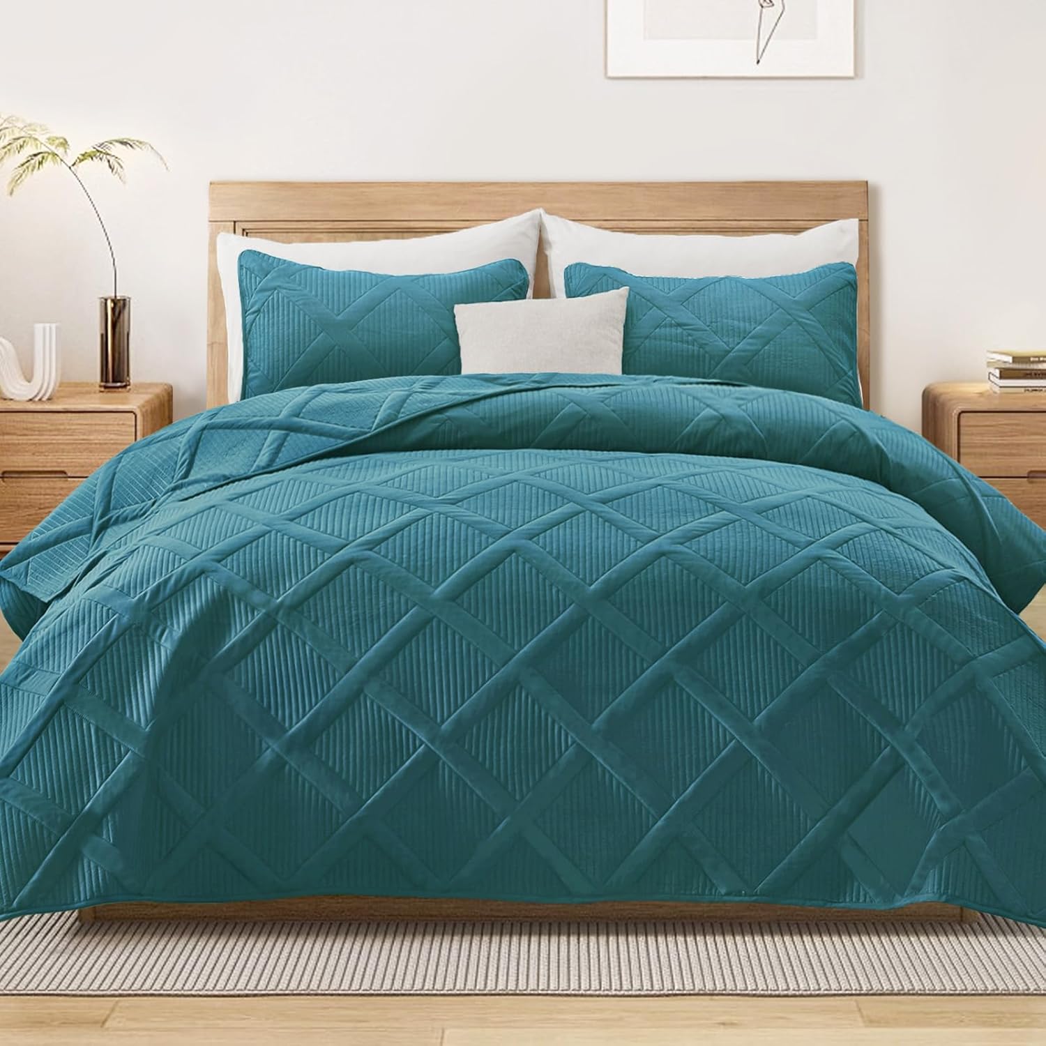 Exclusivo Mezcla Quilts Queen Size - Teal Bedspread Set