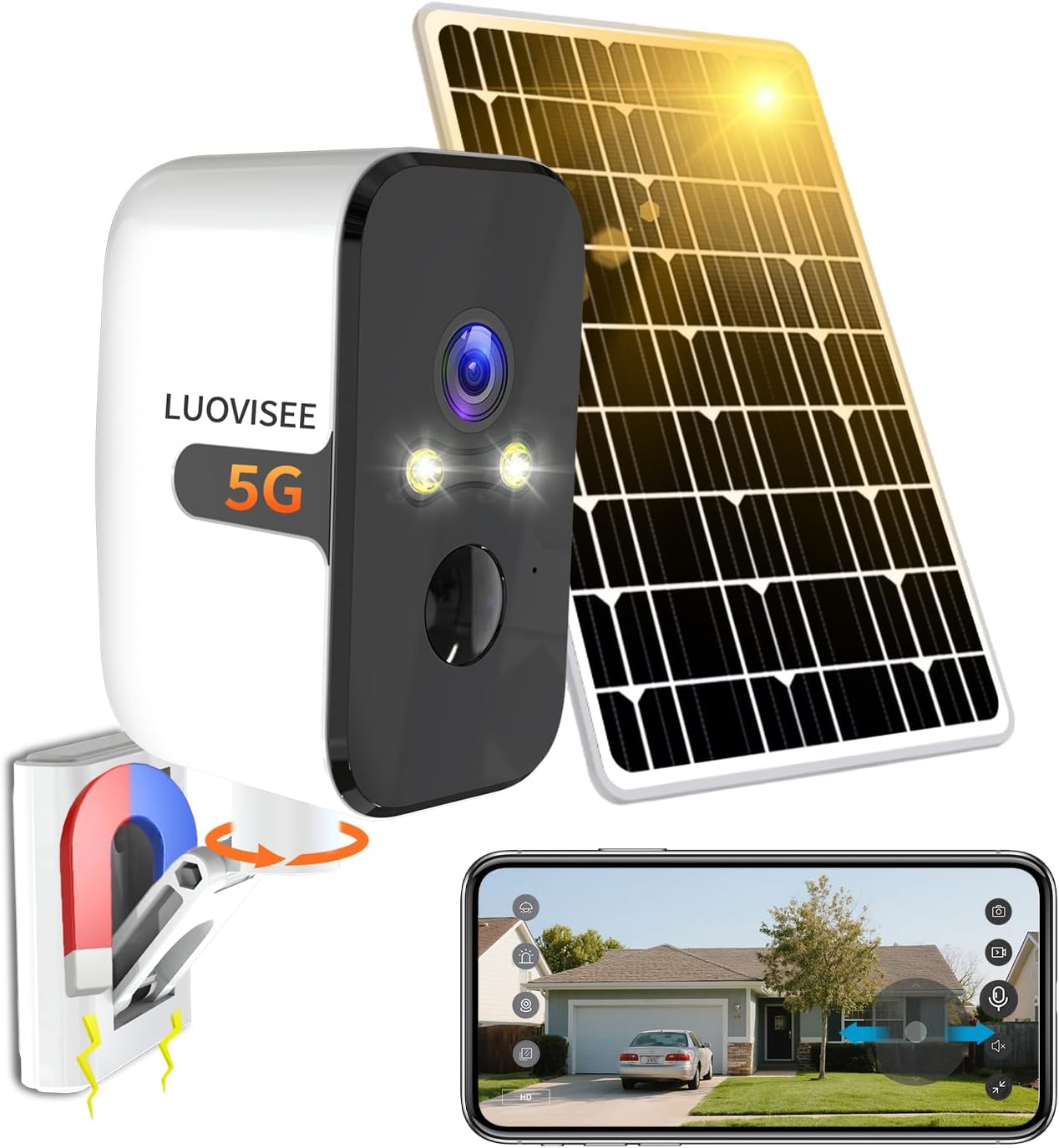 2.4/5G WiFi Cameras for Home Security with Solar Panel