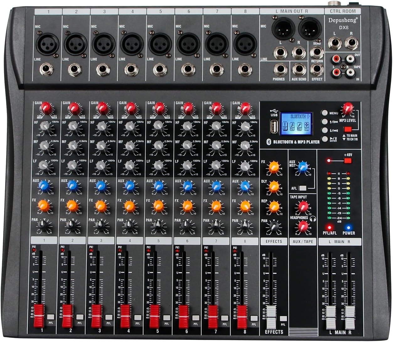 Depusheng DX8 Professional Mixer Sound Board Console for DJs