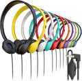 50 Pack Wired On-Ear Leather Headphones with Remote Control - Bulk