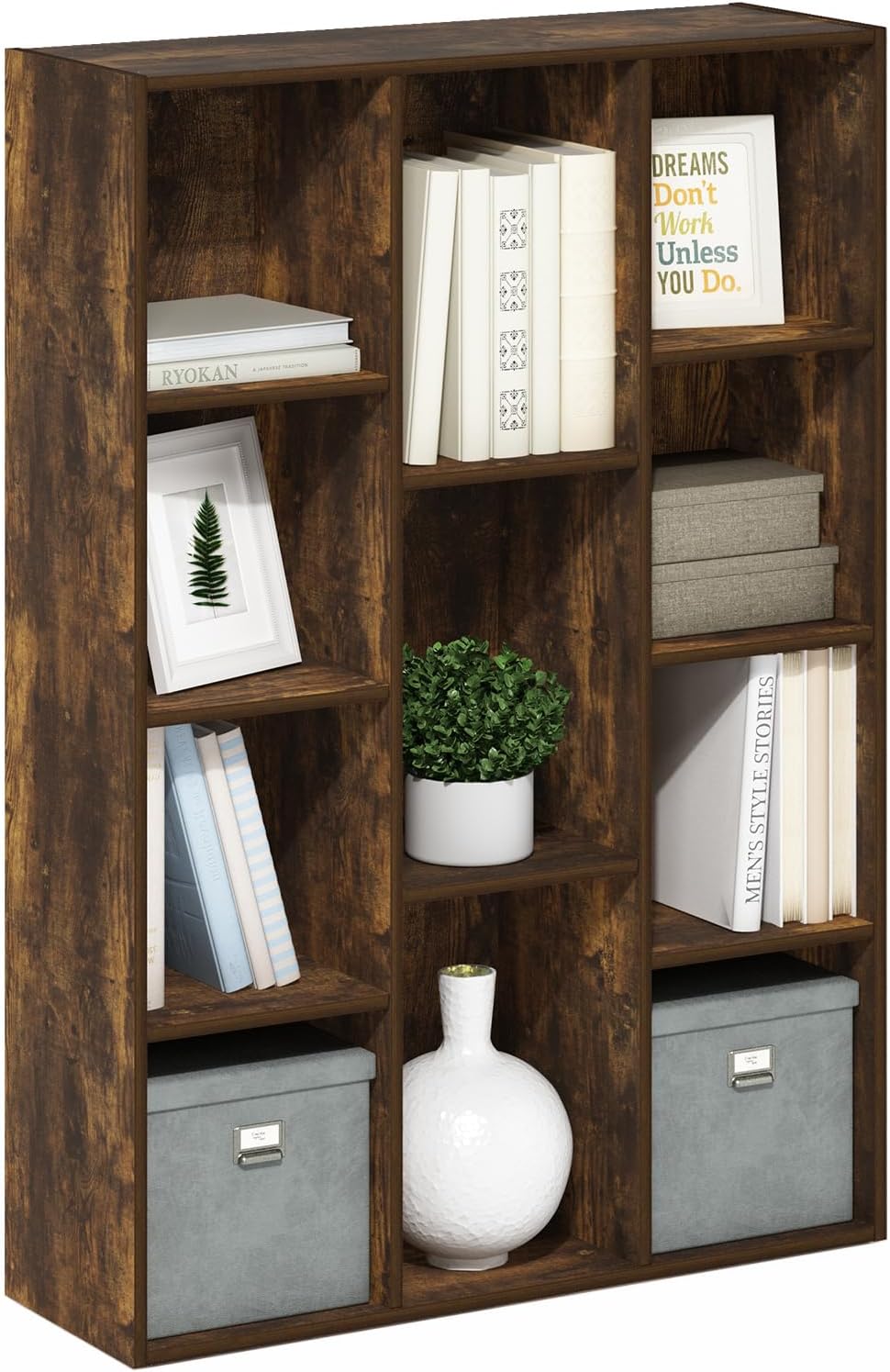 Furinno Luder 11-Cube Open Shelf Bookcase for Stylish Storage