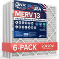 BNX TruFilter 20x20x1 MERV 13 Air Filters - USA-Made Allergen Protection