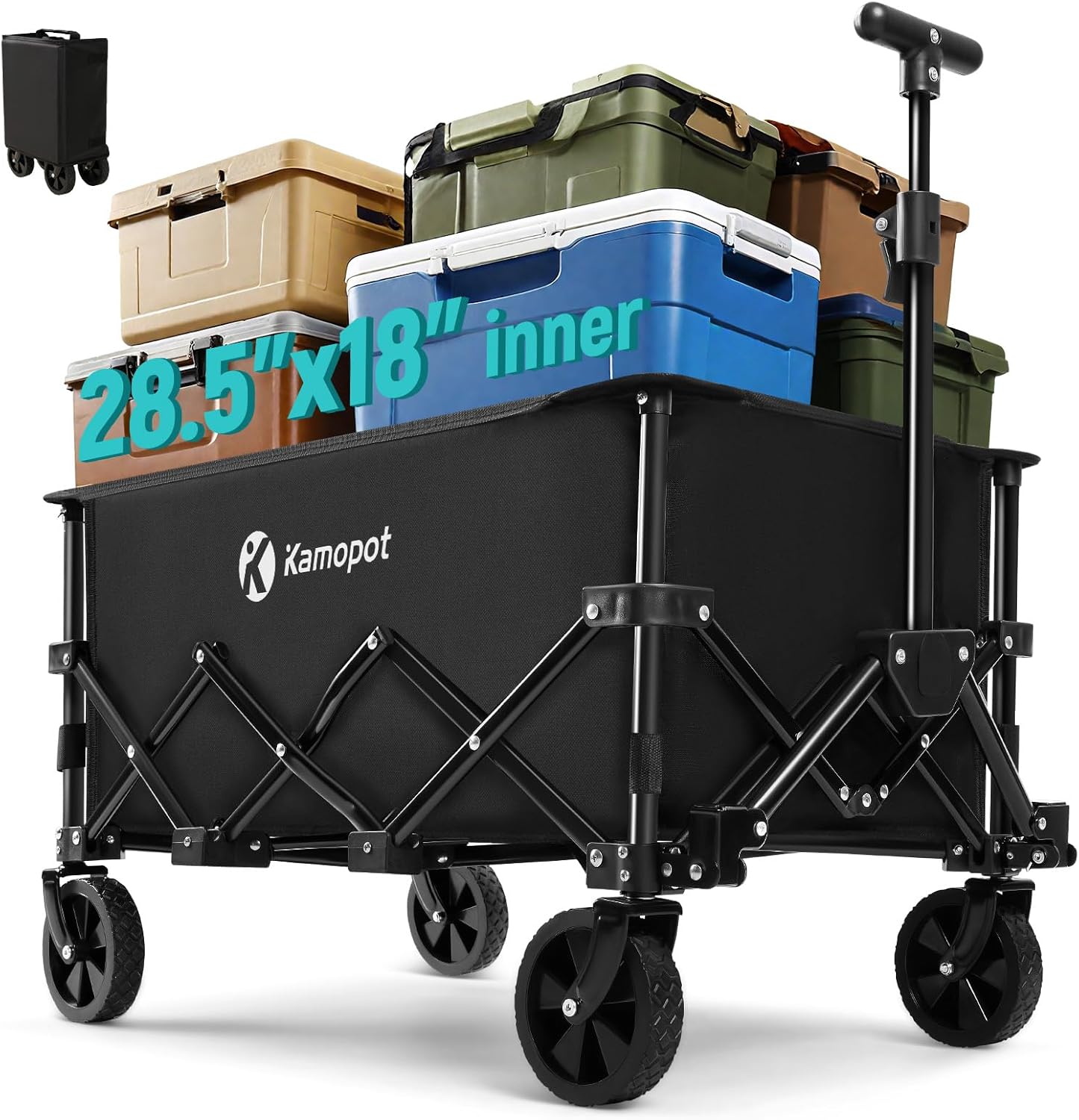 Collapsible Wagon on Wheels for Grocery, Beach, and Events