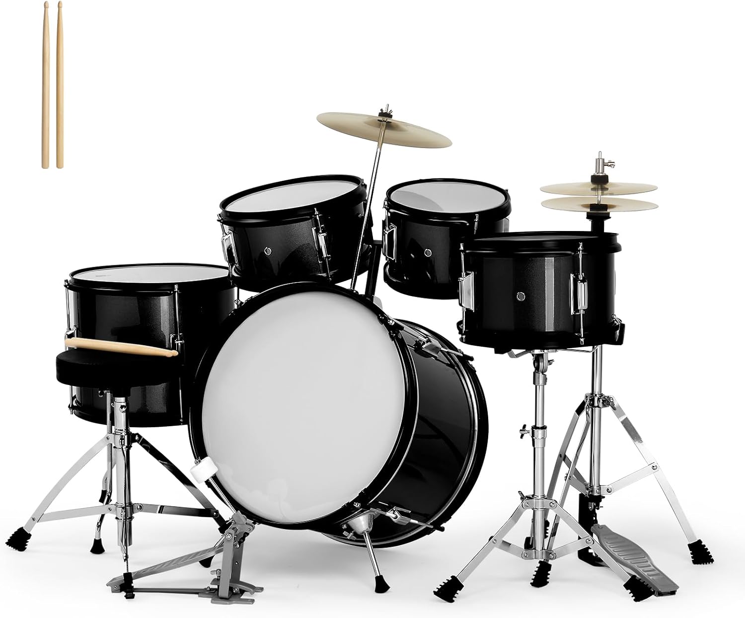 16 Inch Complete Junior Drum Set for Beginners with Stands