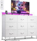 WLIVE White TV Stand for 45 to 55 inch TVs with LED Lights