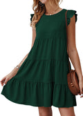 KIRUNDO Women's Summer Babydoll Dress - Flowy Pleated Mini