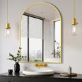 Delma Arched Bathroom Mirror 26x38 in - Brushed Gold Vanity Mirror