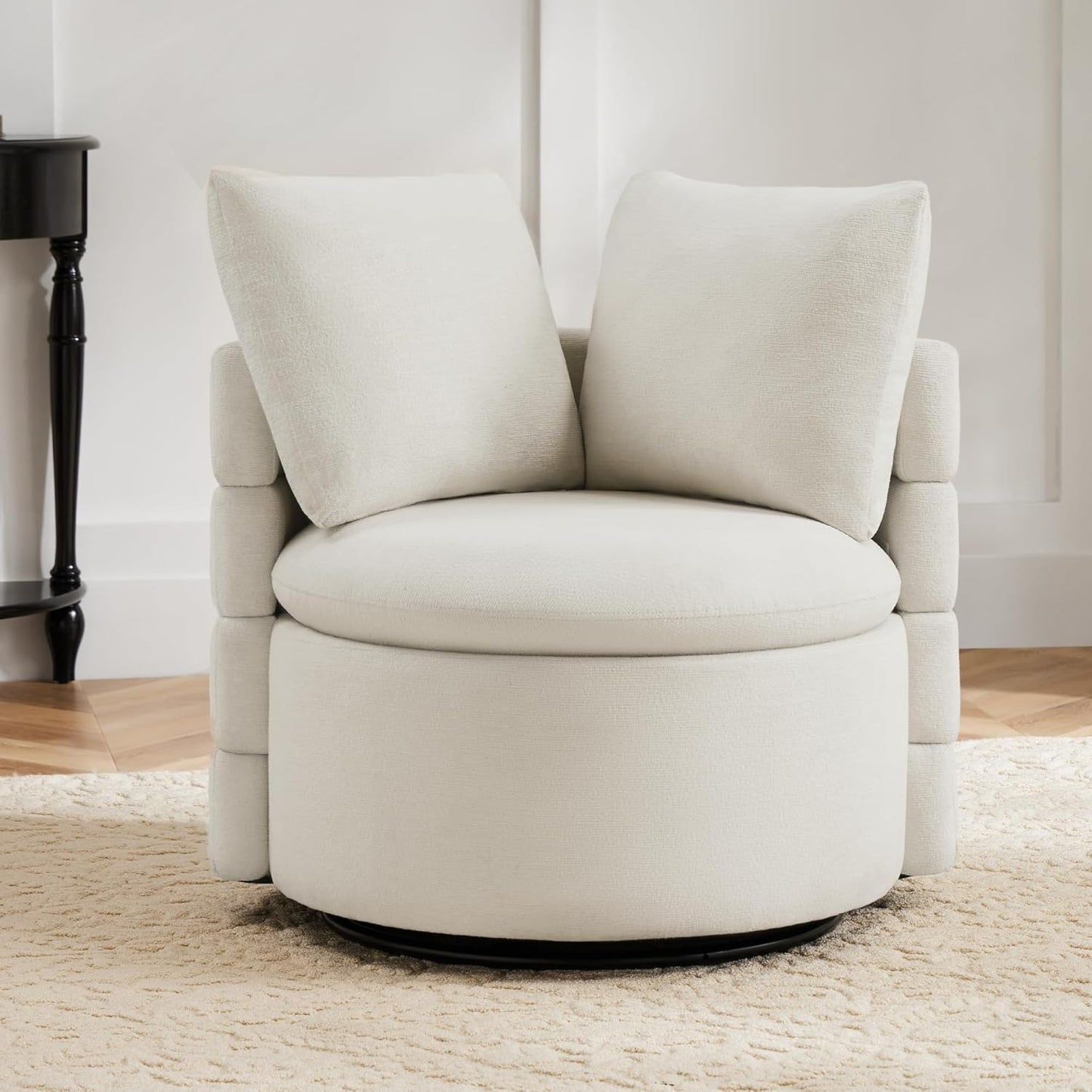 Swivel Accent Chair: Cozy Performance Fabric, Ivory