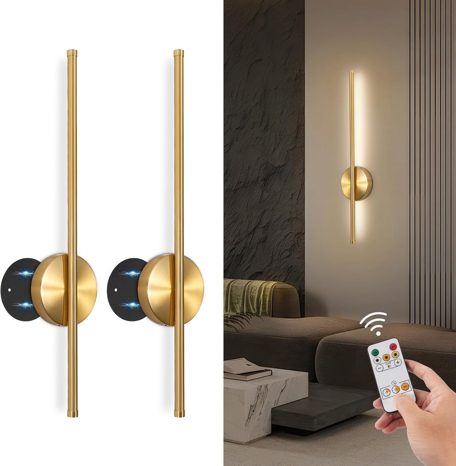 Battery Operated Wall Sconces Set of Two for Any Room Decor